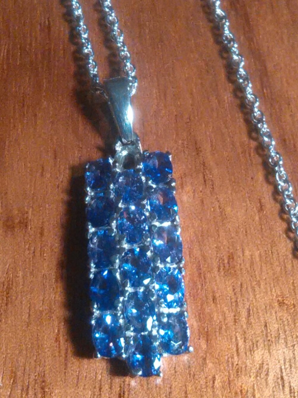 Simulated Blue Diamond Stainless Steel Pendant Necklace (20 Inch)